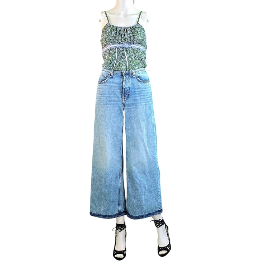 Rag & Bone Ruth Super High Rise Ankle Wide Leg Contrast Hem Jeans 25 - Picture 14 of 14